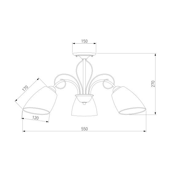 30107/3 / потолочный светильник /   античная бронза