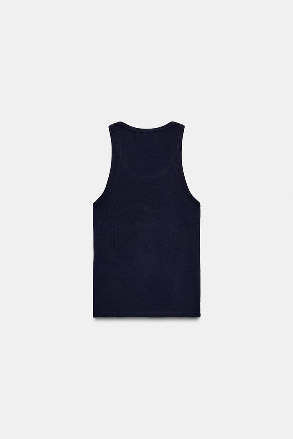 ZARA ТОП НА БРЕТЕЛЯХ В РУБЧИК, МОРСКОЙ СИНИЙ