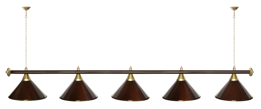 Лампа STARTBILLIARDS 5 пл. (плафоны зеленые,штанга зеленая,фурнитура золото)