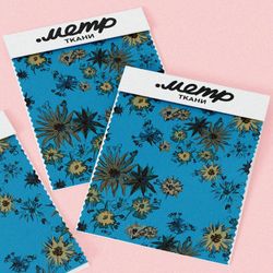 Ткань таффета дикие цветы горчичного оттенка