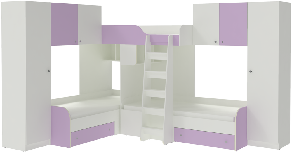 Трехместная кровать КарИВи Трио 3 Белый  Ирис