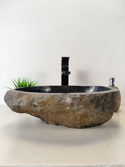 Раковина из речного камня RS-65962 45х34х15 из натурального камня