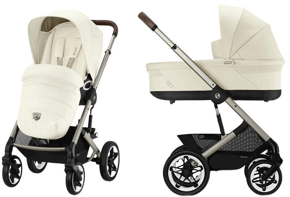 Коляска Cybex Talos S Lux TPE complete Aton S2 Lava Grey 3 в 1 Seashell Beige с дождевиками