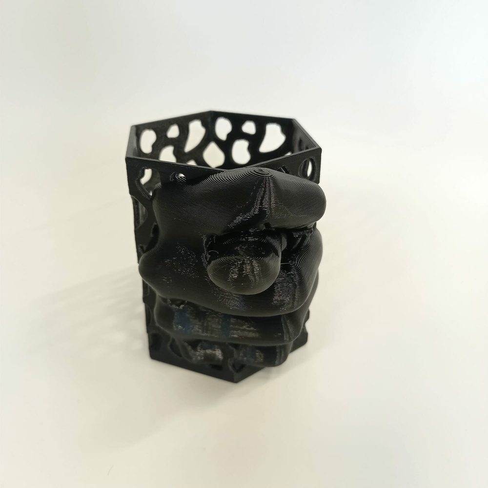 Подставка-шутка для карандашей Фига, Дуля, Кукиш, черная