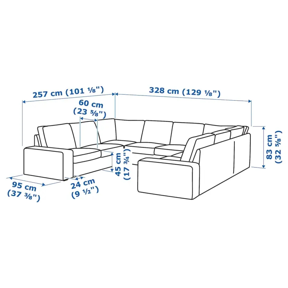 Диван U-образный - IKEA KIVIK/КИВИК ИКЕА, серый