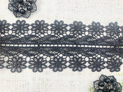Кружево плетёное, ш. 7,5 см, чёрный