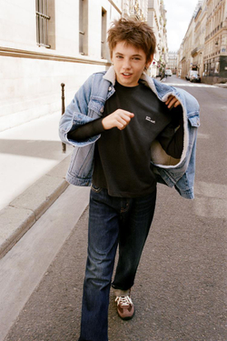 ZARA ФУТБОЛКА HEAVY WEIGHT С ВЫШИТОЙ НАДПИСЬЮ, АНТРАЦИТОВО-СЕРЫЙ