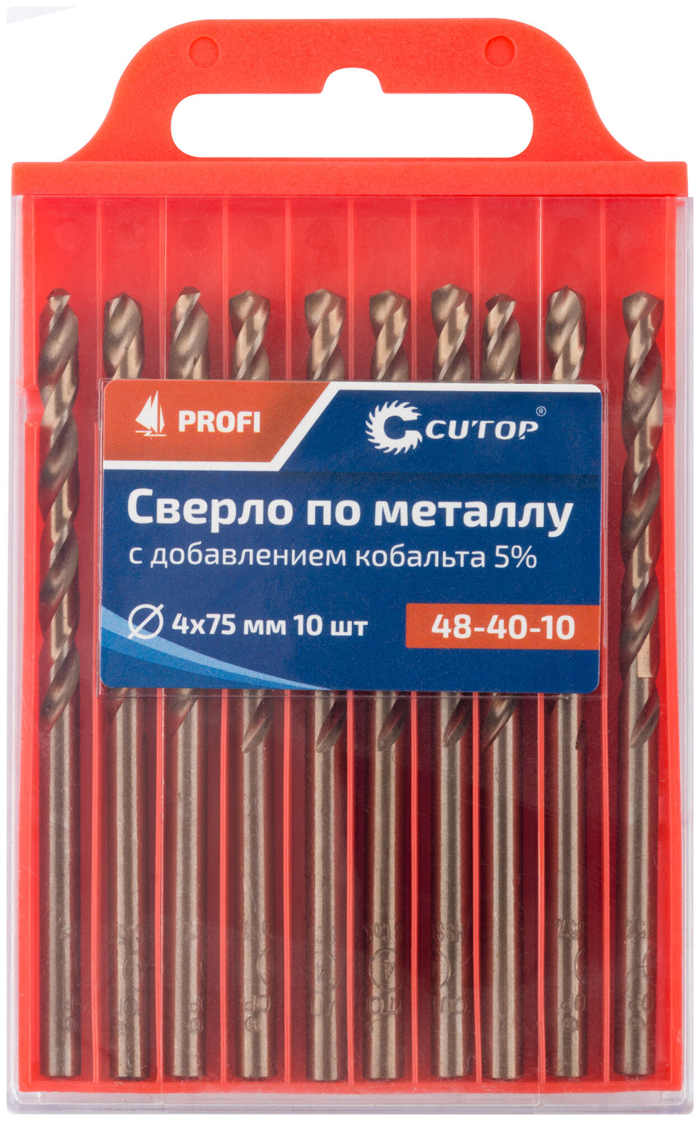 Сверло по металлу Cutop Profi с кобальтом 5%, 4 x 75 мм (10 шт) 48-40-10