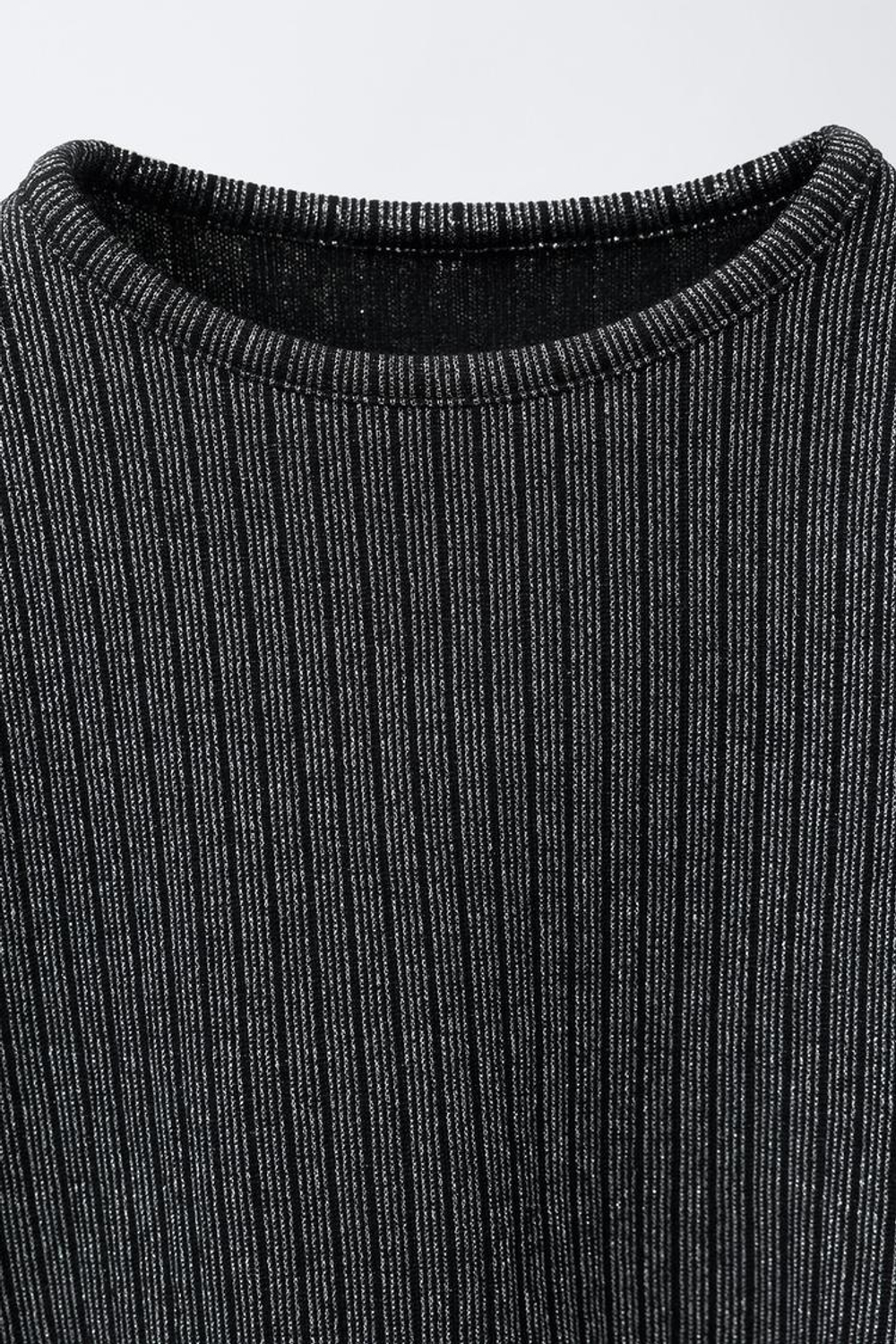 ZARA БЛЕСТЯЩАЯ ФУТБОЛКА В РУБЧИК, ЧЕРНЫЙ