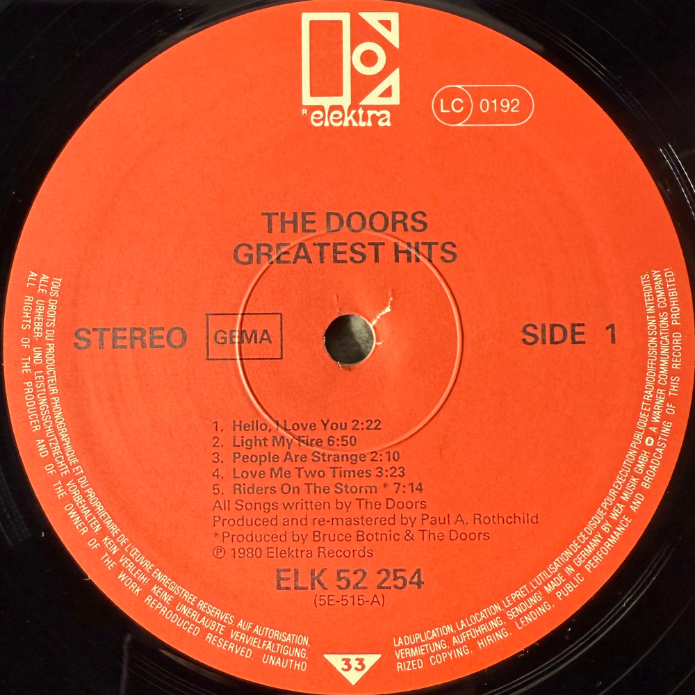 The Doors - Greatest Hits (Германия 1982г.)