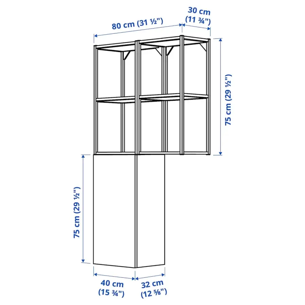 Комбинация для ванной - IKEA ENHET, 80х32х150 см, белый, ЭНХЕТ ИКЕА