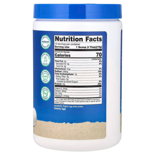 Nutricost, органический яичный протеин, без добавок, 227 г (8,1 унции)