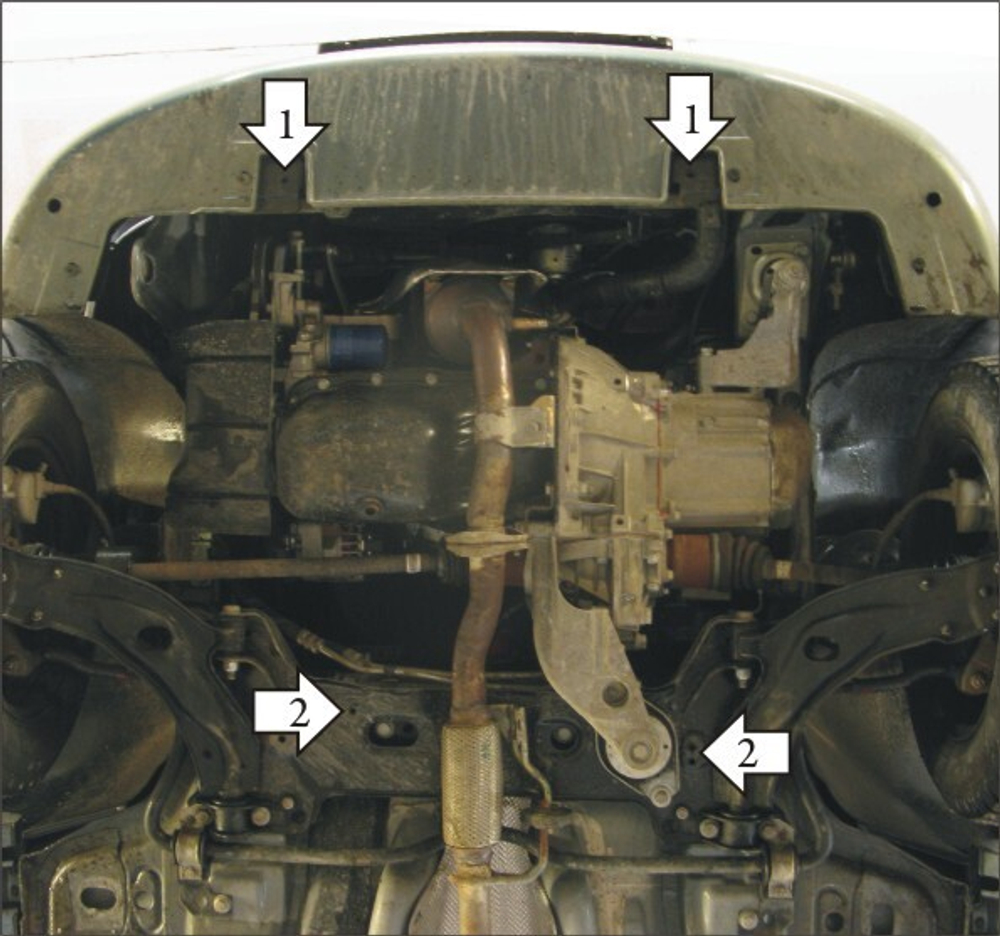 Защита картера Двигателя, КПП. 2 мм, Сталь. для FIAT Albea 2006-2012, FIAT Albea 2002-2006 MOTODOR.00611