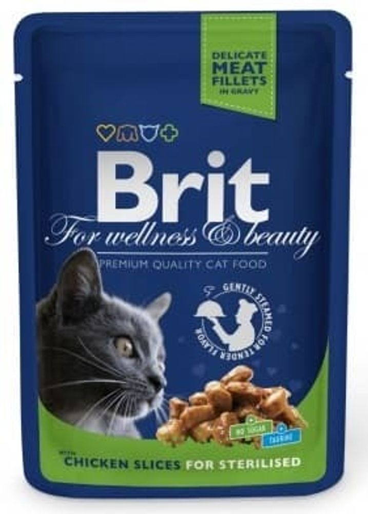 Brit Premium курица пауч д/стерилизов.кошек 100гр