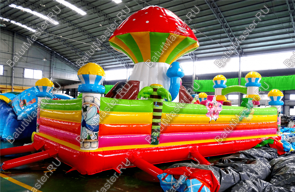 Коммерческий надувной батут "Грибная поляна" 9,1*5*5,5