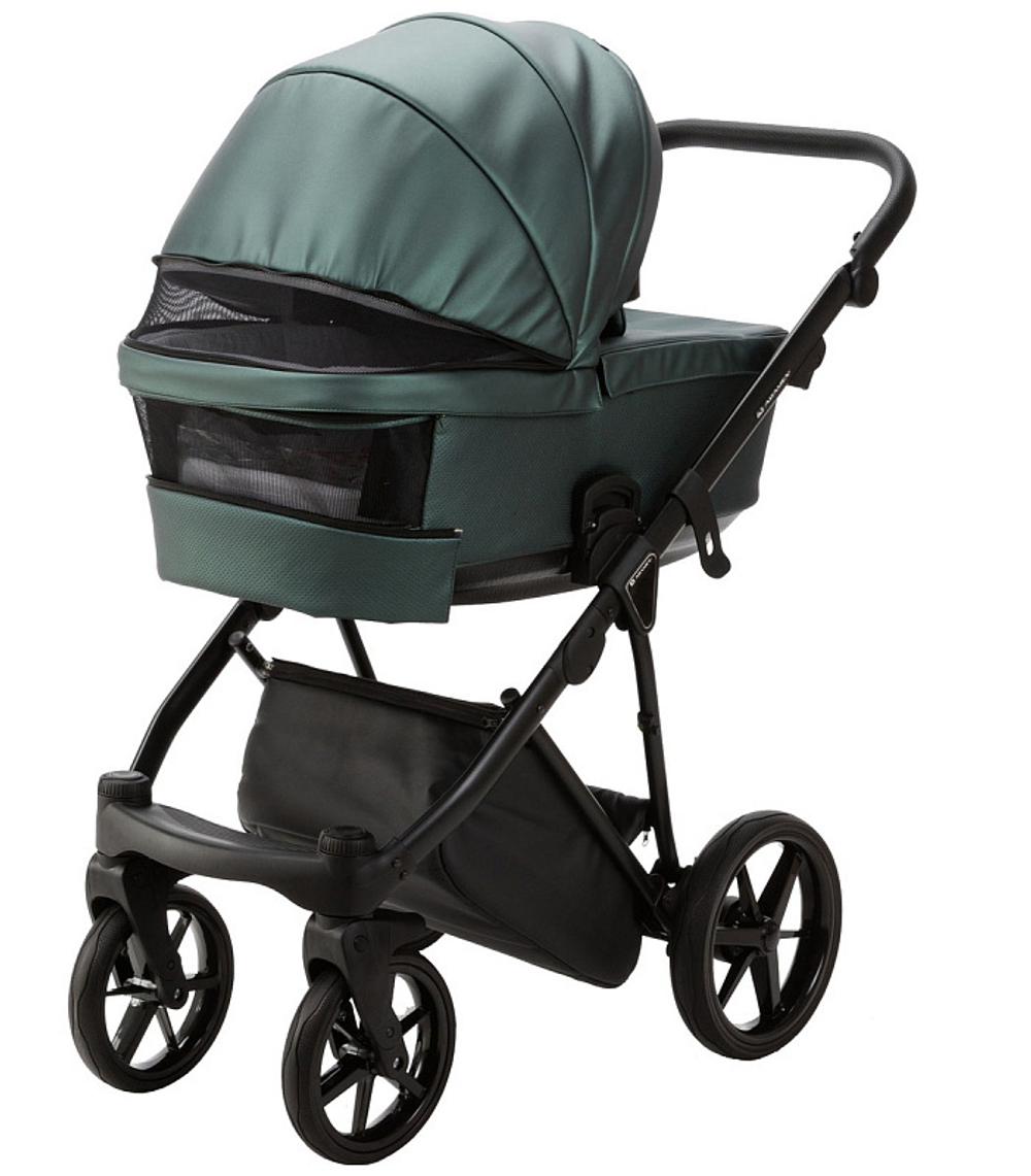 Детская коляска Adamex Belissa Deluxe 2 в 1 B-SM15 (Т.ЗЕЛЕНАЯ ПЕРЛ. КОЖА)