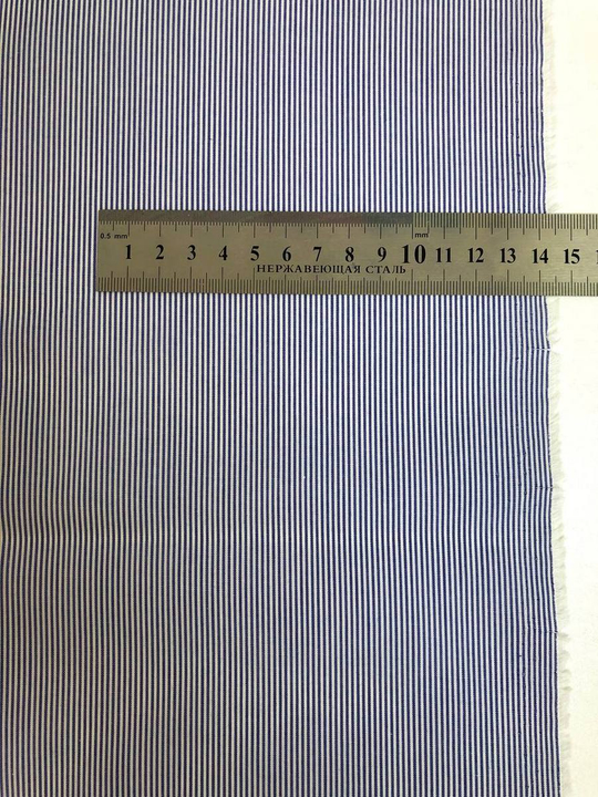 Коттон сорочка принт полоска, белый/синий NB#75