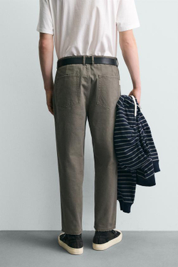 ZARA БРЮКИ CARROT FIT С ЭФФЕКТОМ ПОТЕРТОСТИ, ХАКИ