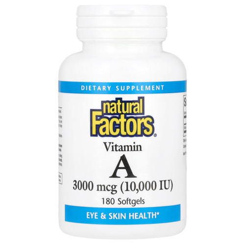 Natural Factors, витамин A, 3000 мкг (10 000 МЕ), 180 капсул