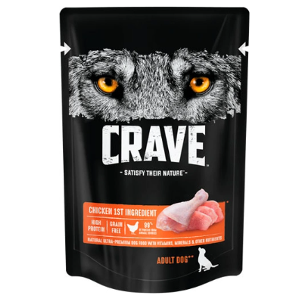 Crave корм консервированный для собак курица в желе (пауч) 85г