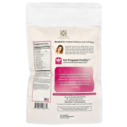 Secrets of Tea, Fruit Pregnat Fertility™, фруктовый чай, без кофеина, 20 чайных пакетиков, 41 г (1,47 унции)
