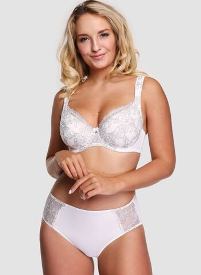 Трусы-слипы из мягкого микроволокна со вставками из вышитого тюля (Размер: 52) (Цвет: молочный)