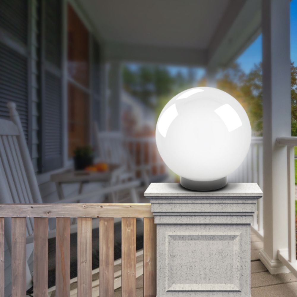 Садово-парковый светильник ЭРА НТУ 02-100-351 шар опаловый призма на опору / кронштейн IP44 Е27 max100Вт d350mm | Садово-парковые светильники