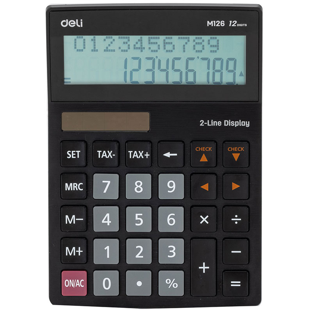 Калькулятор настольный DELI "M126" 12 разрядный, 180х128х37 мм, двухстрочный, черный