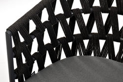 "Диего" стул плетеный из роупа, основание дуб, каркас из стали темно-серый (RAL7024) муар, роуп темно-серый круглый, ткань темно-серая 027