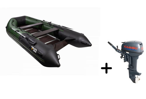 Ривьера 3800 СК зеленый-черный + KAMISU T 9.9 BMS (комплект лодка + мотор)
