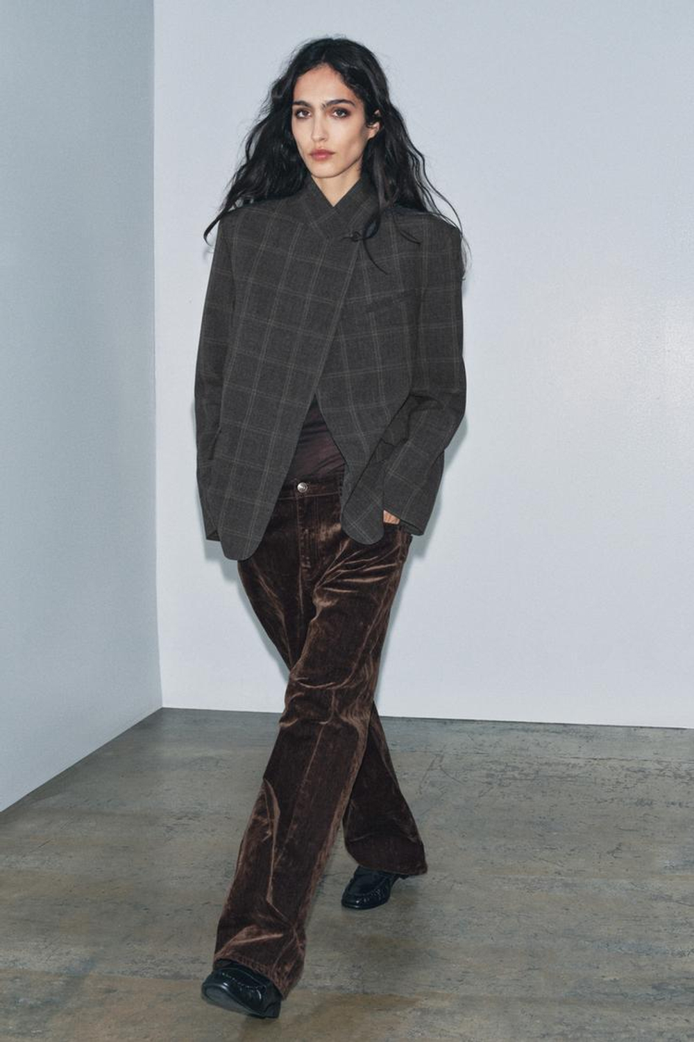 ZARA БЛЕЙЗЕР В КЛЕТКУ — ZW COLLECTION LIMITED EDITION, СЕРЫЙ МЕЛАНЖ