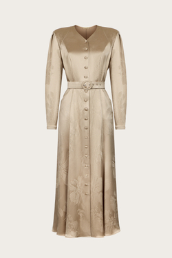 ПЛАТЬЕ ИЗ ТРИАЦЕТАТА С ФАКТУРНЫМ ОРНАМЕНТОМ