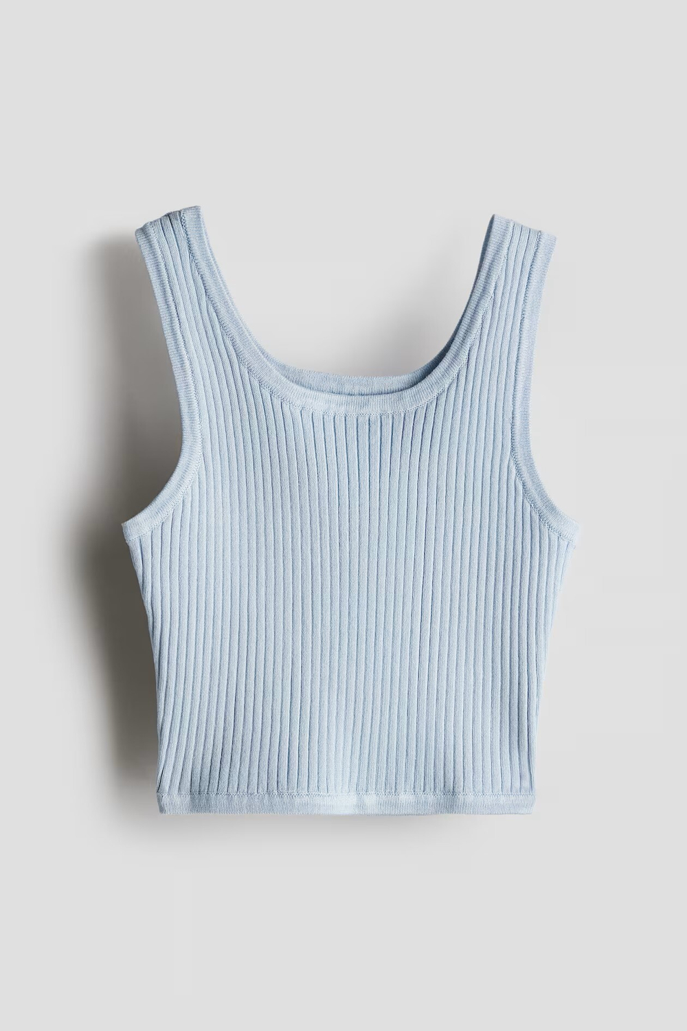 H&M Топ на бретелях в рубчик, светло-голубой