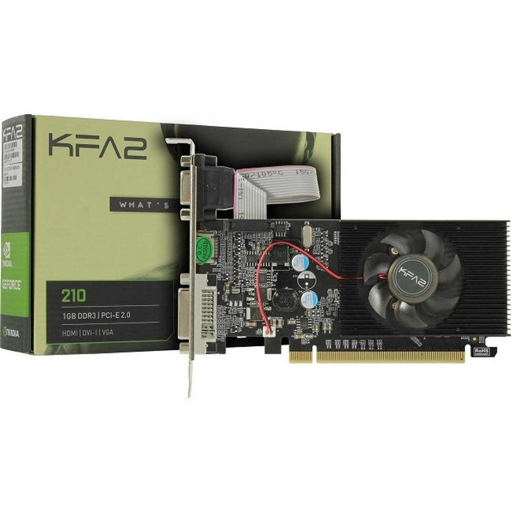 Видеокарта KFA2 GeForce 210 1GB, GDDR3, DVI-I, HDMI, VGA, D-Sub (21GGF4HI00NK)
