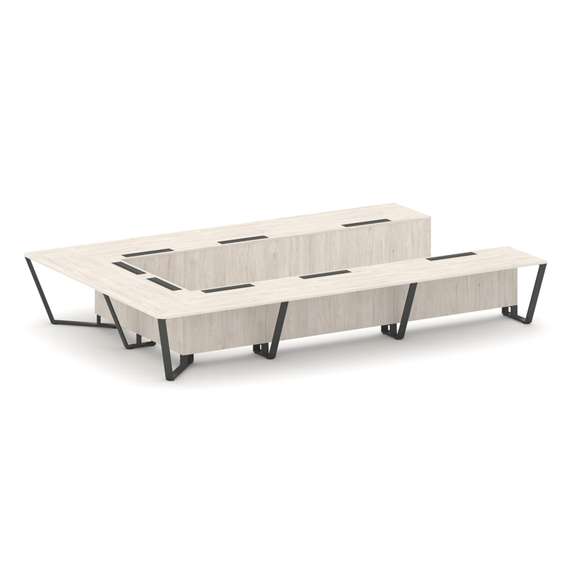 Steel Meet Стол переговорный П-образный KDK-PR.B.SP-15P Денвер Светлый/Металл Антрацит 4800*3200*750