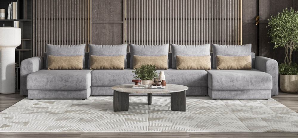 Модульный п-образный диван РИЧМОНД MODOOL Велюр Royal агат