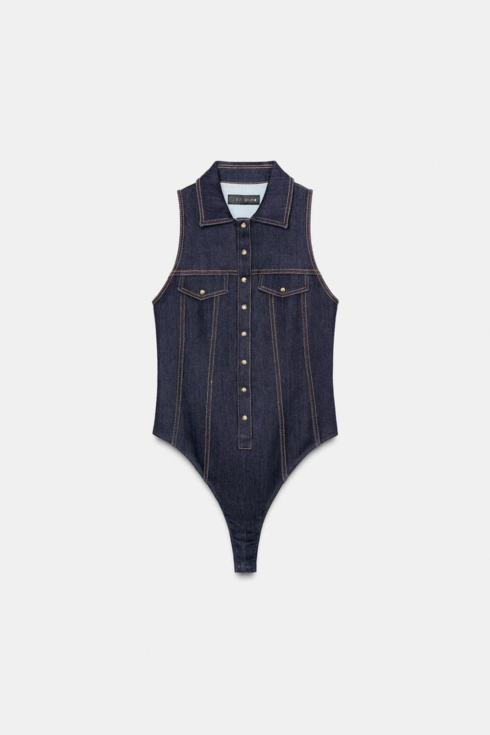 ZARA ДЖИНСОВОЕ БОДИ Z1975 ОБЛЕГАЮЩЕГО КРОЯ, ИНДИГО