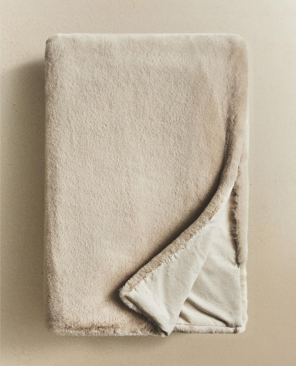 Zara Home - Меховой плед, бежевый, 140x190 см