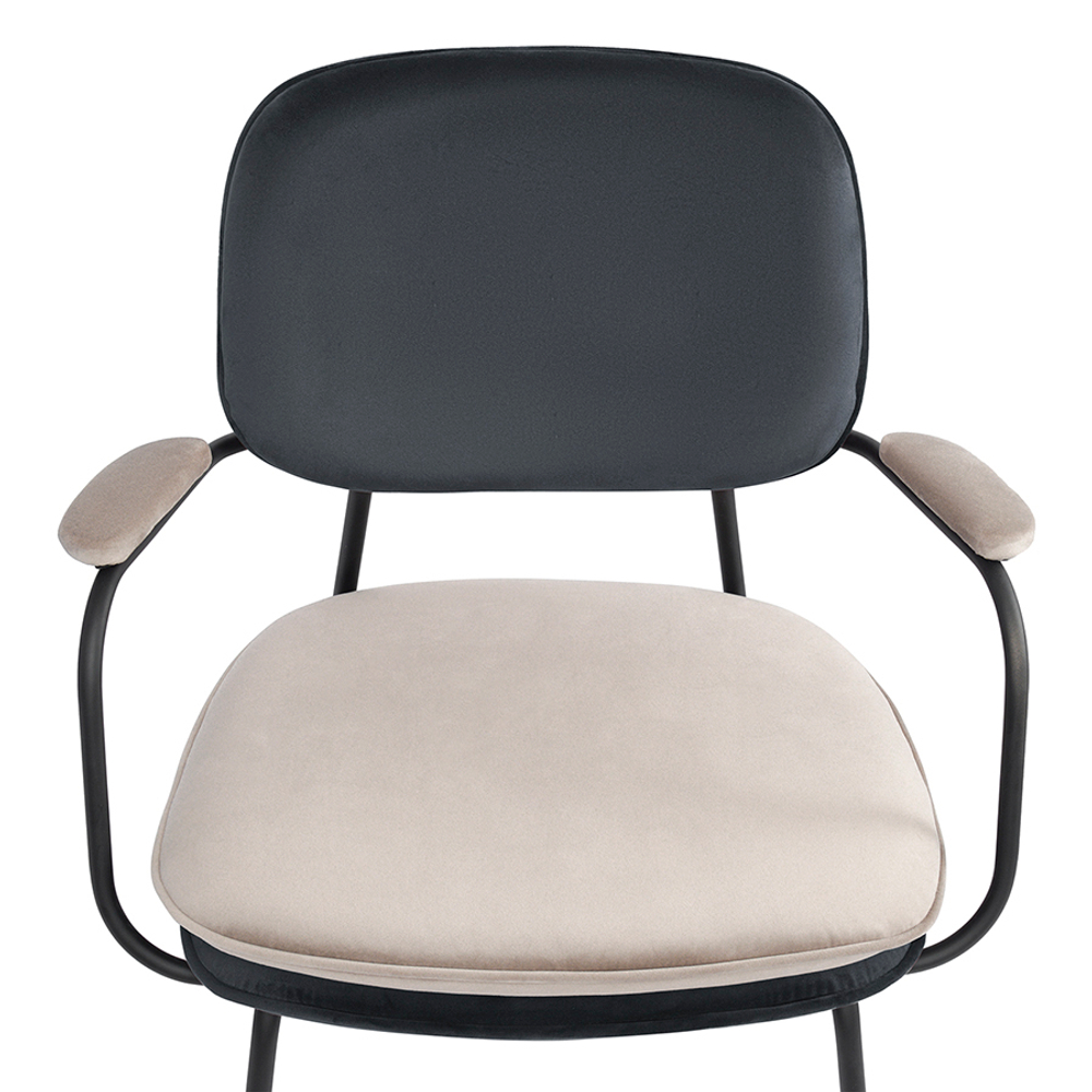 Стул с подлокотниками Pea, велюр, темно-серый/бежевый