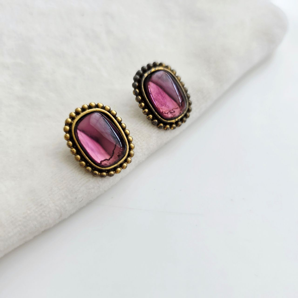 Серьги YSL с лиловым кабошоном