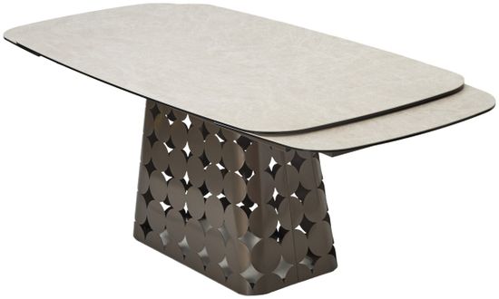 Стол MAGNUS 180 TL-102 Бежевый мрамор, испанская керамика / Шоколадное золото каркас