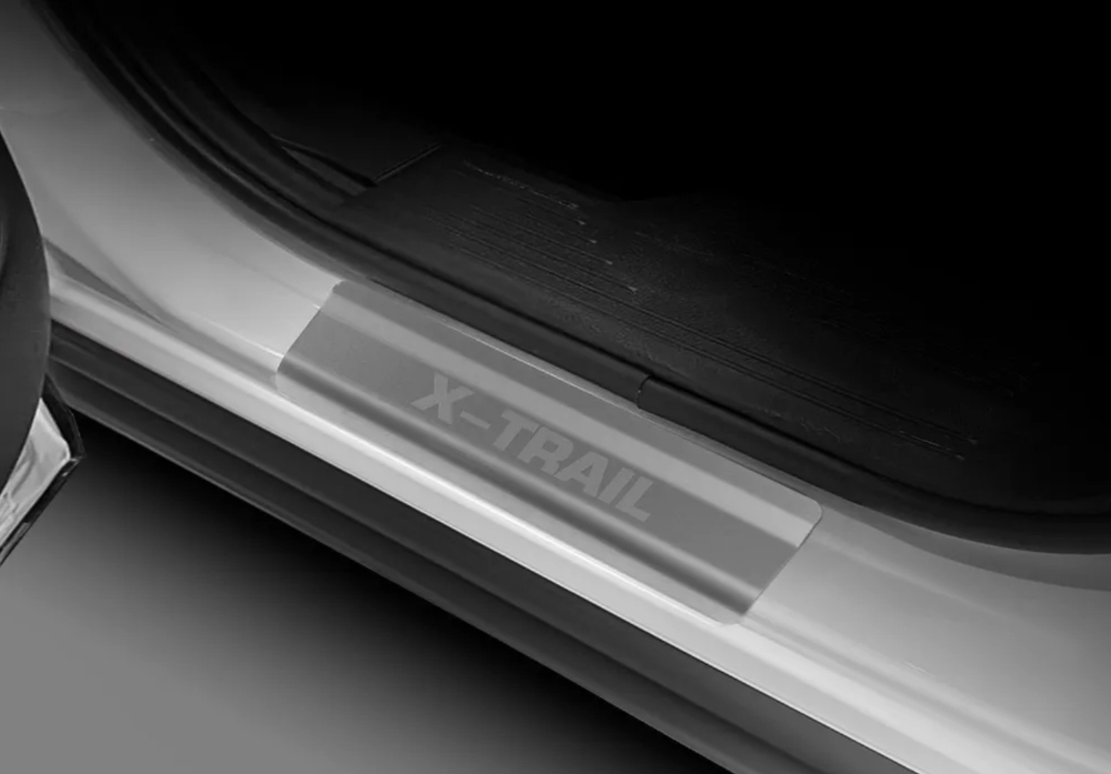 Накладки на пороги AutoMax для Nissan X-Trail(T33) 2023-, нерж. сталь, с надписью, 4 шт., AMNIXTR03