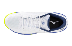 Мужские кроссовки теннисные Mizuno Wave Enforce Court AC - white/dazzling blue/light yellow