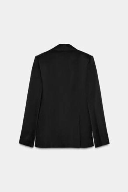 ZARA АТЛАСНЫЙ БЛЕЙЗЕР ZW COLLECTION LIMITED EDITION, ЧЕРНЫЙ