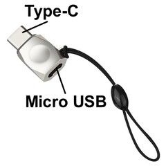 Переходник Micro USB на Type-C Hoco UA8 с ремешком (Серебро)