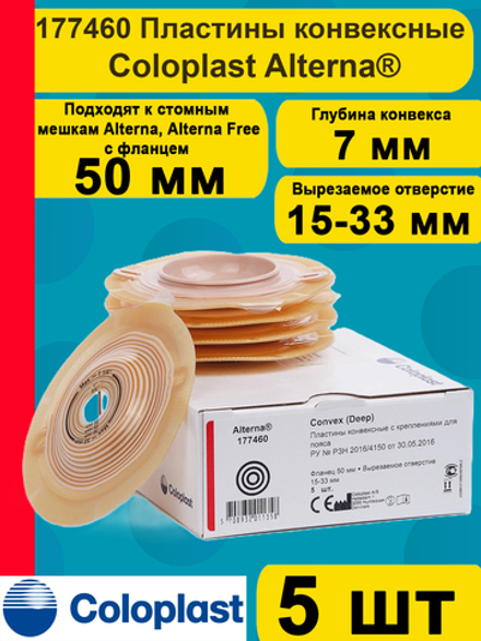 177460 Пластины конвексные Coloplast фланец 50 мм 5 шт.