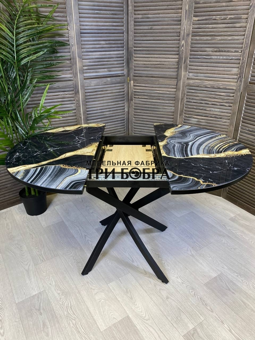 Стол круглый стеклянный "Чёрный Агат"