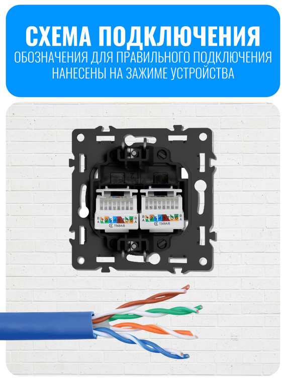 Розетка двойная интернет RJ45 Smart Aura серия Fusion без рамки