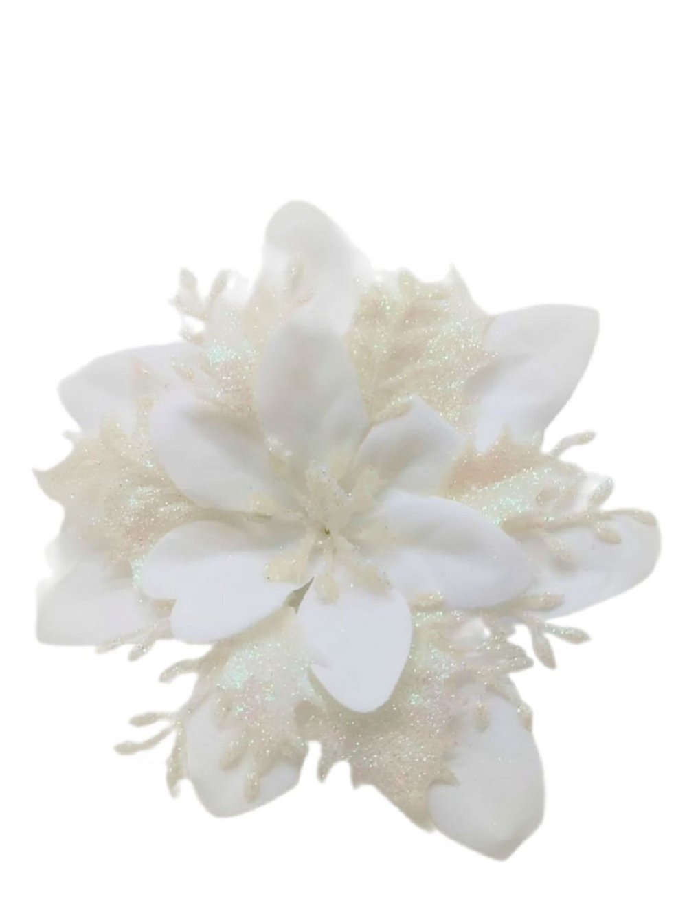 Набор новогодних цветов на ёлку 8шт белые (6958)