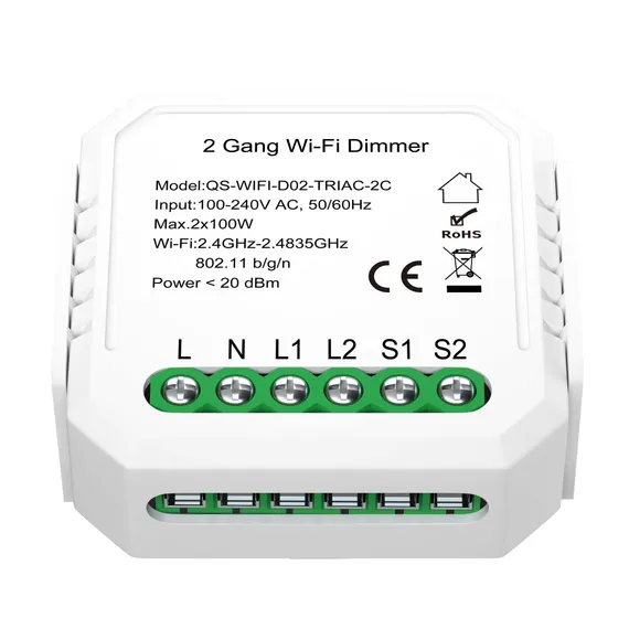 ST9000.500.02CDIM WI-FI диммируемое реле 2 канала 2x100W, IP20, L46xW46xH18, 230V, Белый AROUND